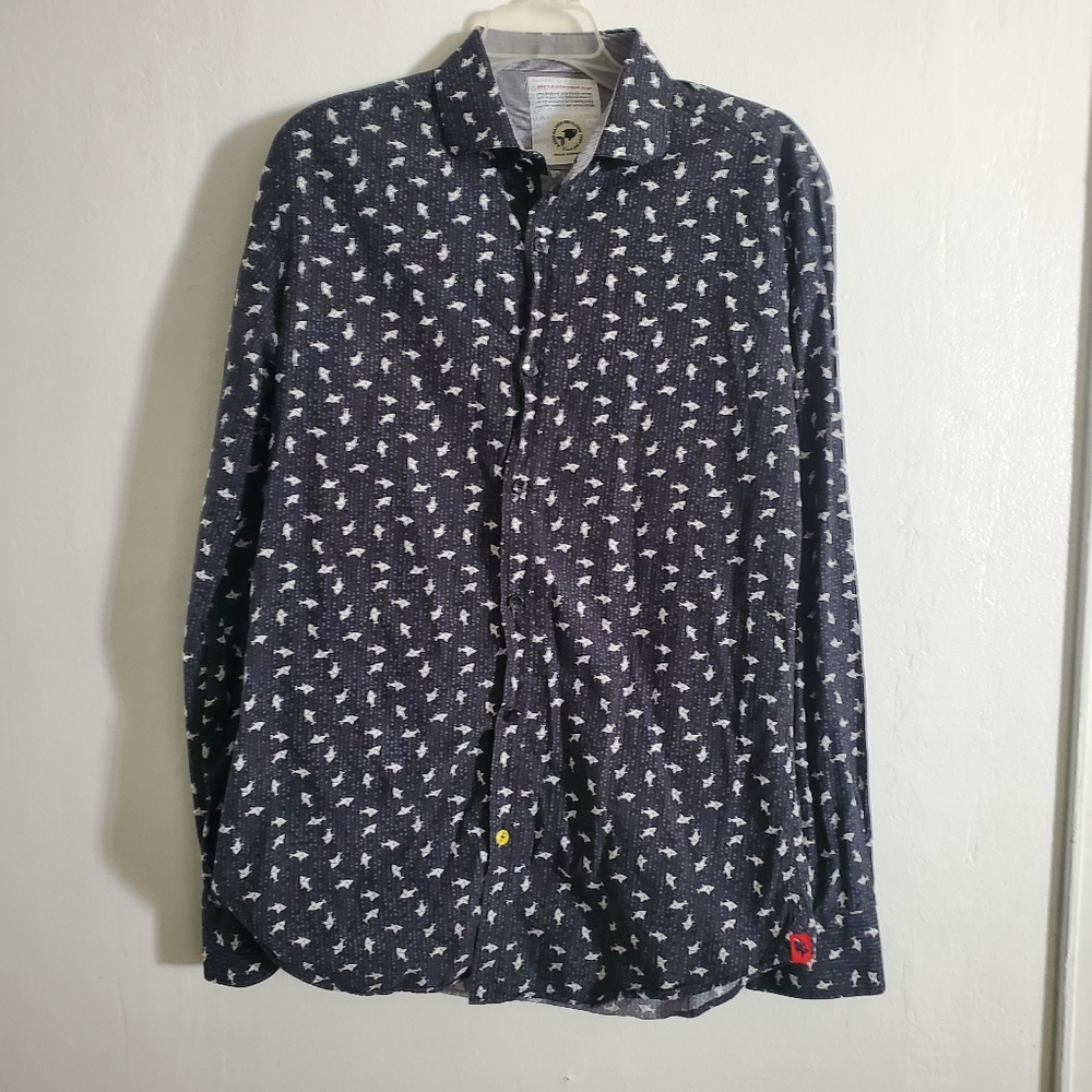 A Fish Named Fred Button Down Oragami Whale Med $148 Cotton